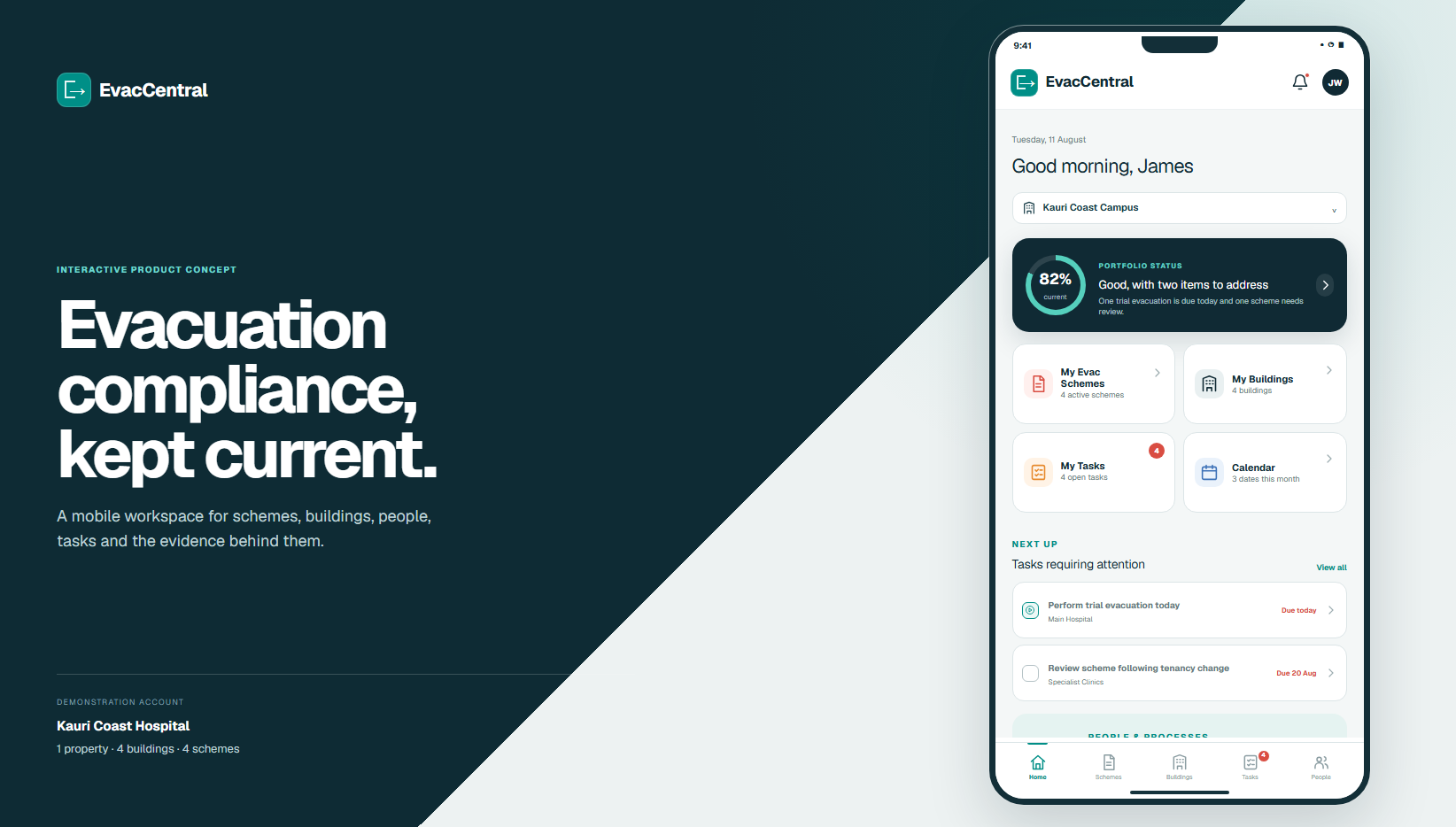 EvacCentral mobile evacuation compliance product concept